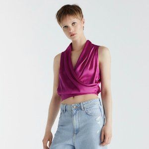Zara Satin Effect Wrap Top